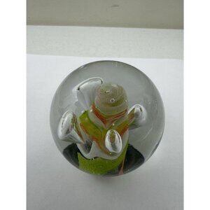 Art Glass Paperweight Jablonski Lead Crystal Made In Poland Controlled Bubbles